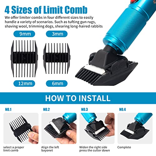 280W Electric Clippers Carpet Trimmer Low Noise Rug Carver, Carpet Shears Comes with 2 Blades, Tufting Rug Clippers and Starter Kit Carving Tool, Blue