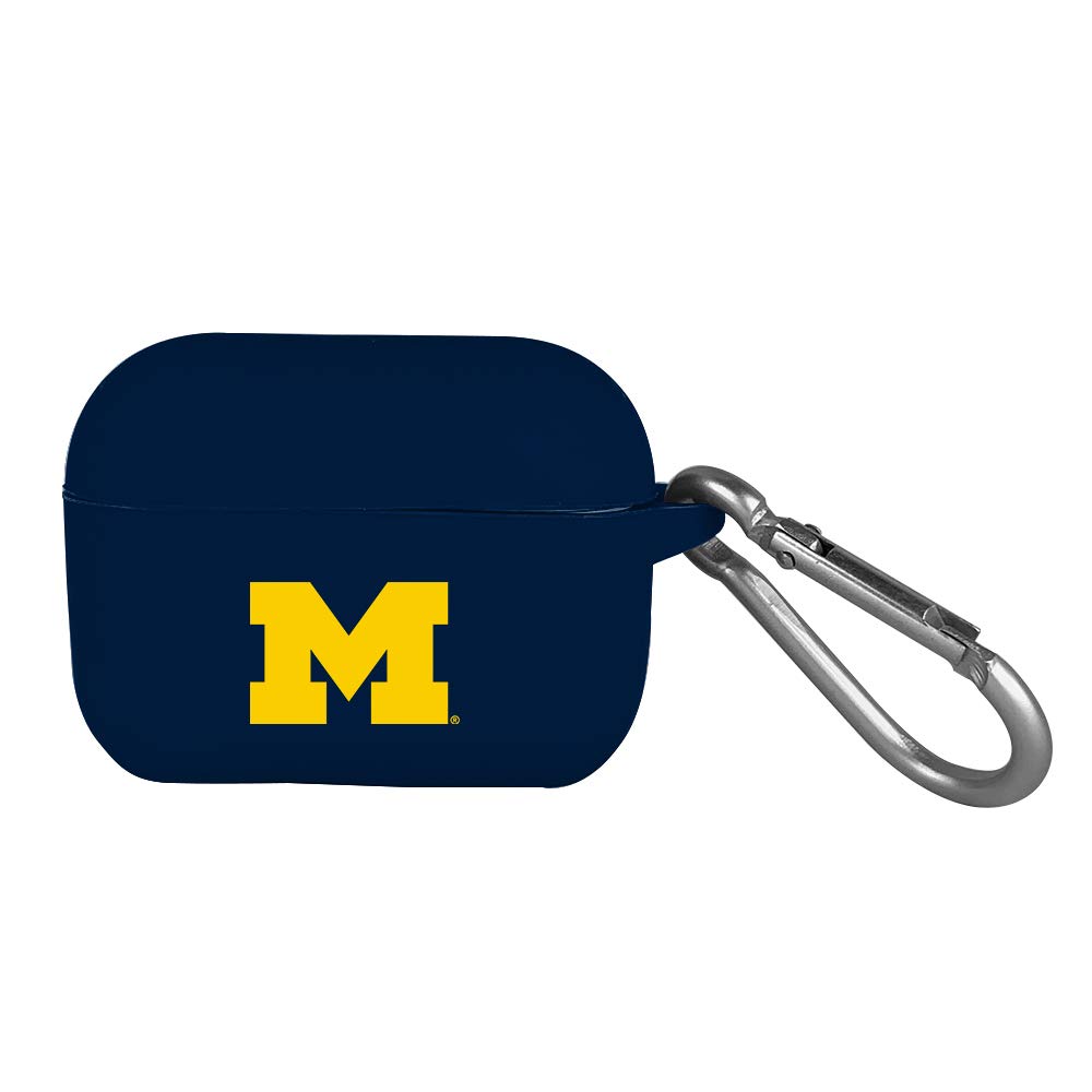 AudioSpice Collegiate Michigan Wolverines Silicone Cover for Apple AirPods Pro (1st/2nd Generation) Charging Case with Carabiner