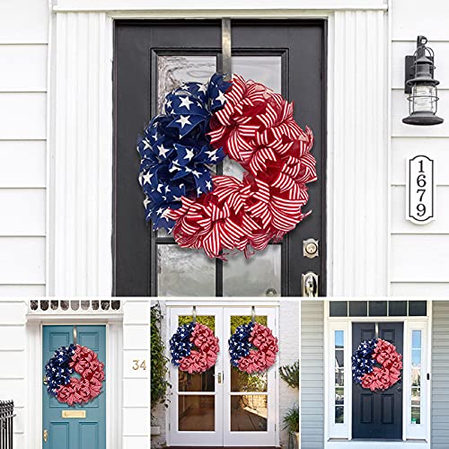 Patriotic Wreath For Front Door, Red White Blue Artificial American Flag Garland, 4Th Of July Independence Day Wreath, Hanging Garland Outdoor Indoor Home Decor Supplies #TOP3