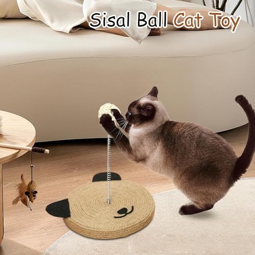Griffoir pour chat boule en sisal interactive pour le salon et les murs de la maison