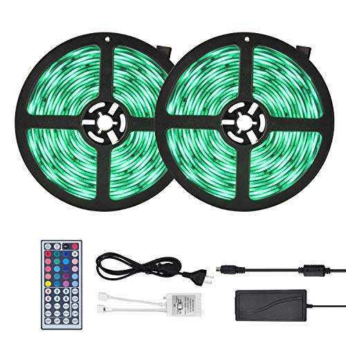 LED Strip Light, WEKSI Waterproof LED Tape Lights 300LEDs Lightstrip 32.8ft 10m Color Changing RGB 5050 LED Light Strip Kit with 44 Keys Remote Controller and 12V 5A Power Supply