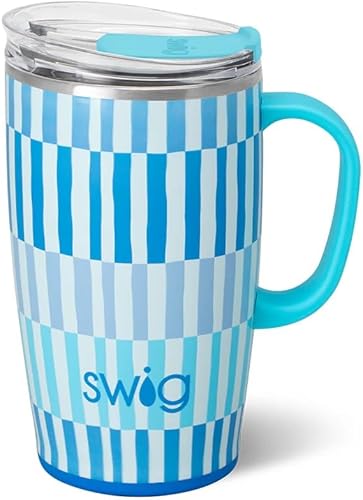 Vista 11 de Swig Life - Taza de viaje de 22 onzas, vaso con aislamiento y asa con tapa, apto para portavasos, apto para lavavajillas, de acero inoxidable, taza