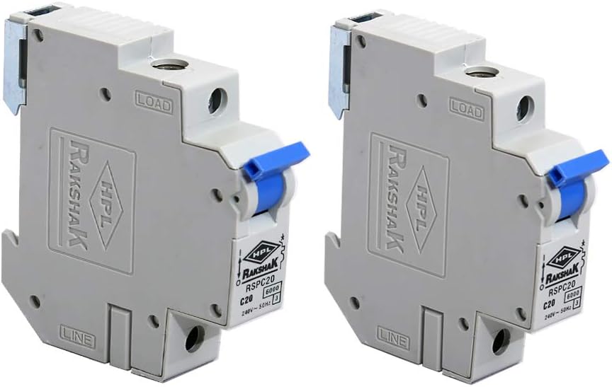 HPL Rakshak Miniature Circuit Breakers (MCB) 20A Single Pole 6kA C Curve 2 Pack