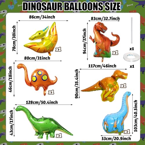 Lingqiang Dinosaur Foil Balloons Set (35-50 In), 6 Pieces Large Dinosaur Mylar Helium Balloons For Kids, Giant Cute Dinosaur Birthday Party Decorations Kit For Boys Jungle Dino Theme Baby Shower Decor Supplies thumb #1