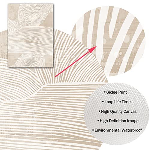 Abstract Beige Canvas Wall Art Boho Mid Century Modern Prints Wall Decor For Living Room Neutral Line Art Prints Minimalist Line Art Wall Decor Canvas Beige Boho Painting Wall Deocr 16X24Inch No Frame #TOP5