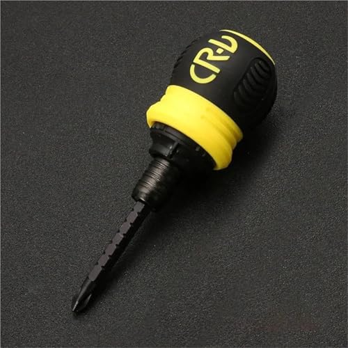 Ratchet Screwdriver Set Short Handle Cross Groove Drill Head Telescopic Detachable Steel Screw 1Pcs(Black)