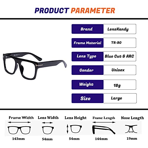 Image of LensKandy Zero Power Computer Glasses - Anti-Glare & Bluecut Wayfarer Eyewear for Men & Women - UV Protection, Eye Strain Relief,Lightweight & Blocks Harmful Rays