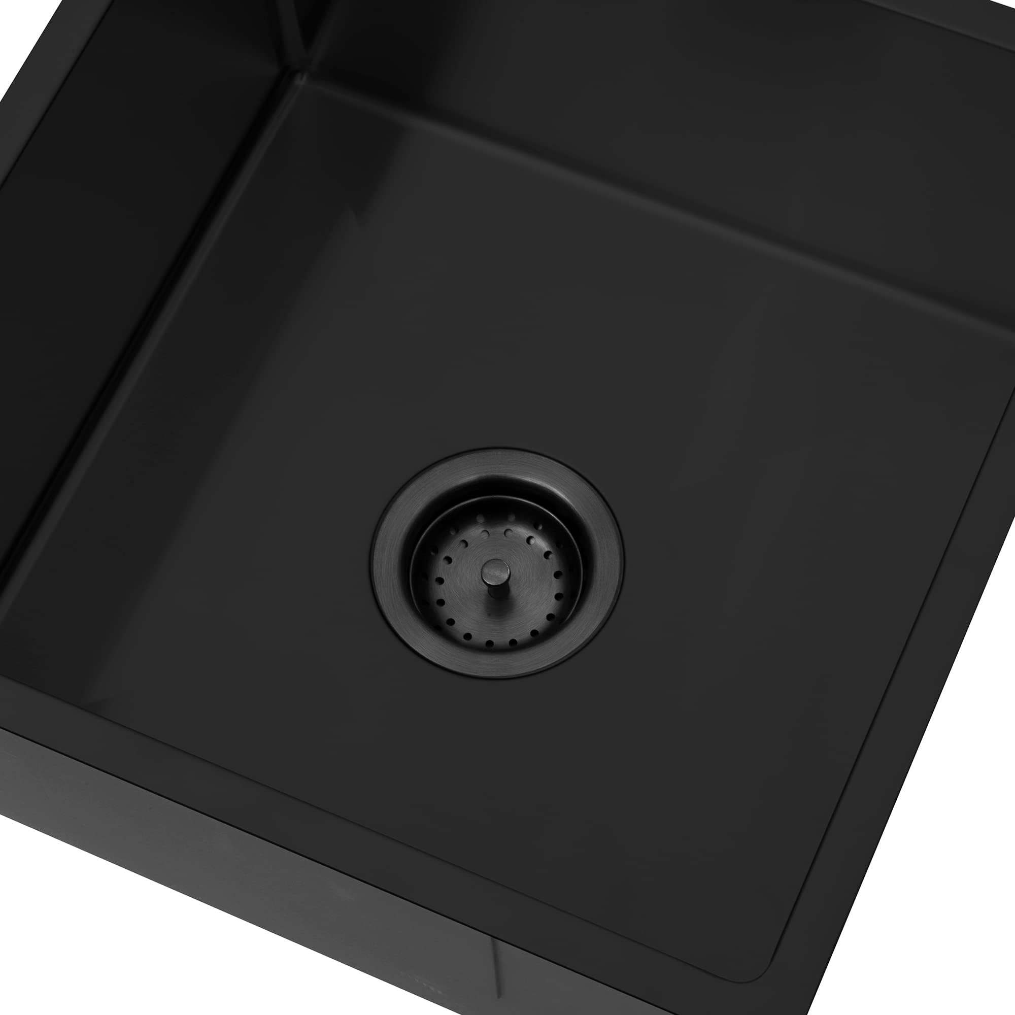 LQS Kitchen Sink Drain Assembly, Black Sink Drain Basket Strainer