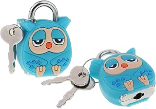 Baoblaze 2 pcs Eule Creative Cartoon Mini Vorhängeschlösser aus Kunstoff Metall Gepäck Koffer Rucksack Handtasche