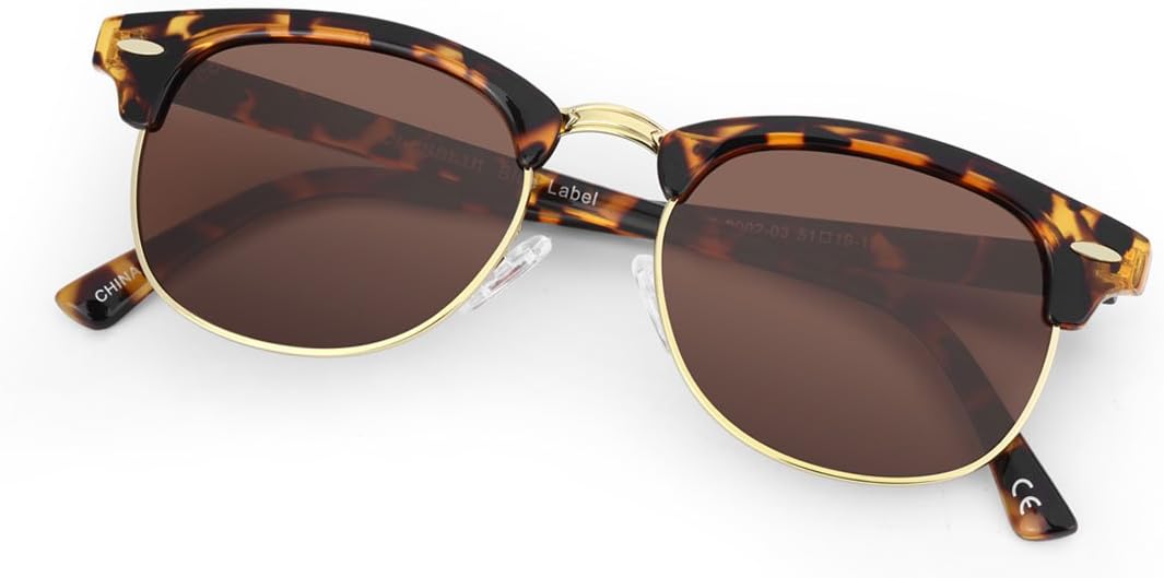 Sunglasses Semi-Rimless, Classic Polarized Glasses Shades for Men Women