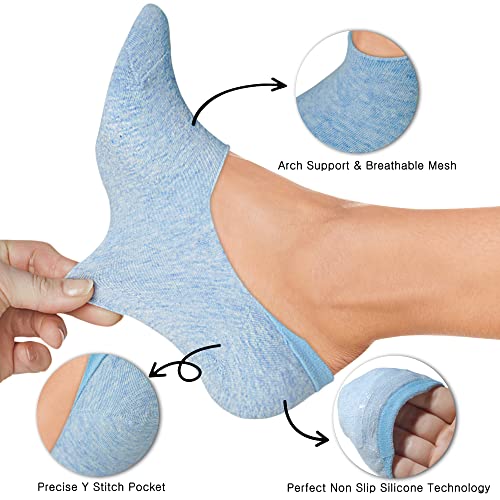 YEJIMONG No Show Socks Womens 8 Pairs Non Slip Thin Cotton Invisible Flat Boat Line Low Cut Socks3