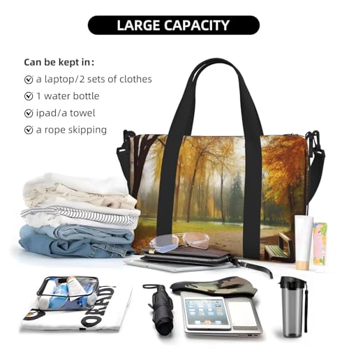 Travel Duffel Bags Personal Item Bag Carry on Luggage Bag Training Handbag Lightweight Waterproof Sports Gym Bag Autumn Park Weekender Bag for Women Men4