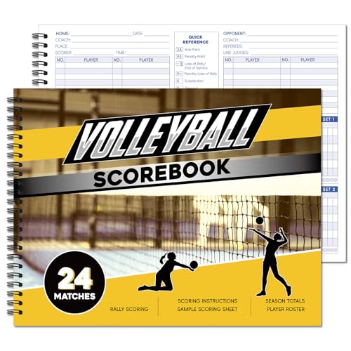 gisgfim Volleyball Scorebook 9x12 Inch Score Keeping Book for Stats with Season Totals and Team Roster Sheet Volleyball Coaching Supplies for High School Youth Little League Adult 24 Matches(1 Pack)
