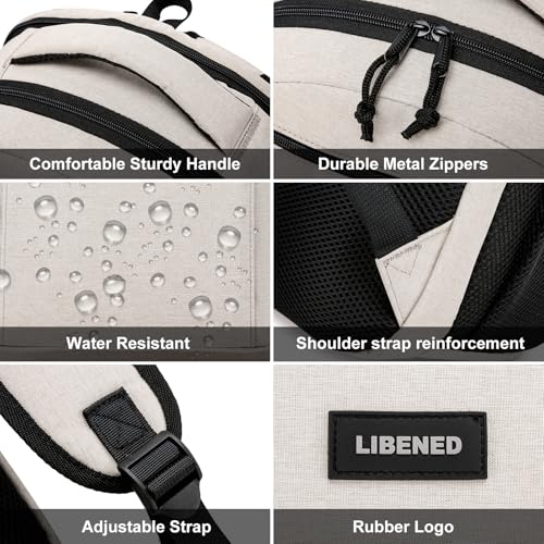 Image of School Backpacks for Teens Boys and Girls, Laptop Teens backpack with USB Charging Port, 15.6 Inch Water Resistant Mochila for Work, College, Beige