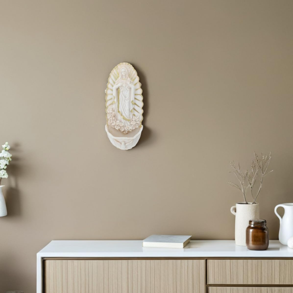 HANABASS Decorazione Murale Elegante e Facile da Pulire in Ceramica Beige 2 Pezzi per Prima Comunione per Pareti di Chiese e Casa
