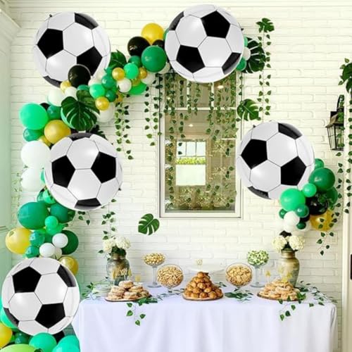 Image of Wanna Party Soccer Orbz Balloons I Soccer Foil Balloons | 4D Soccer Balloon for Soccer Party Decorations | Soccer Foil Balloons, Soccer Birthday Decorations | Soccer Party Favors