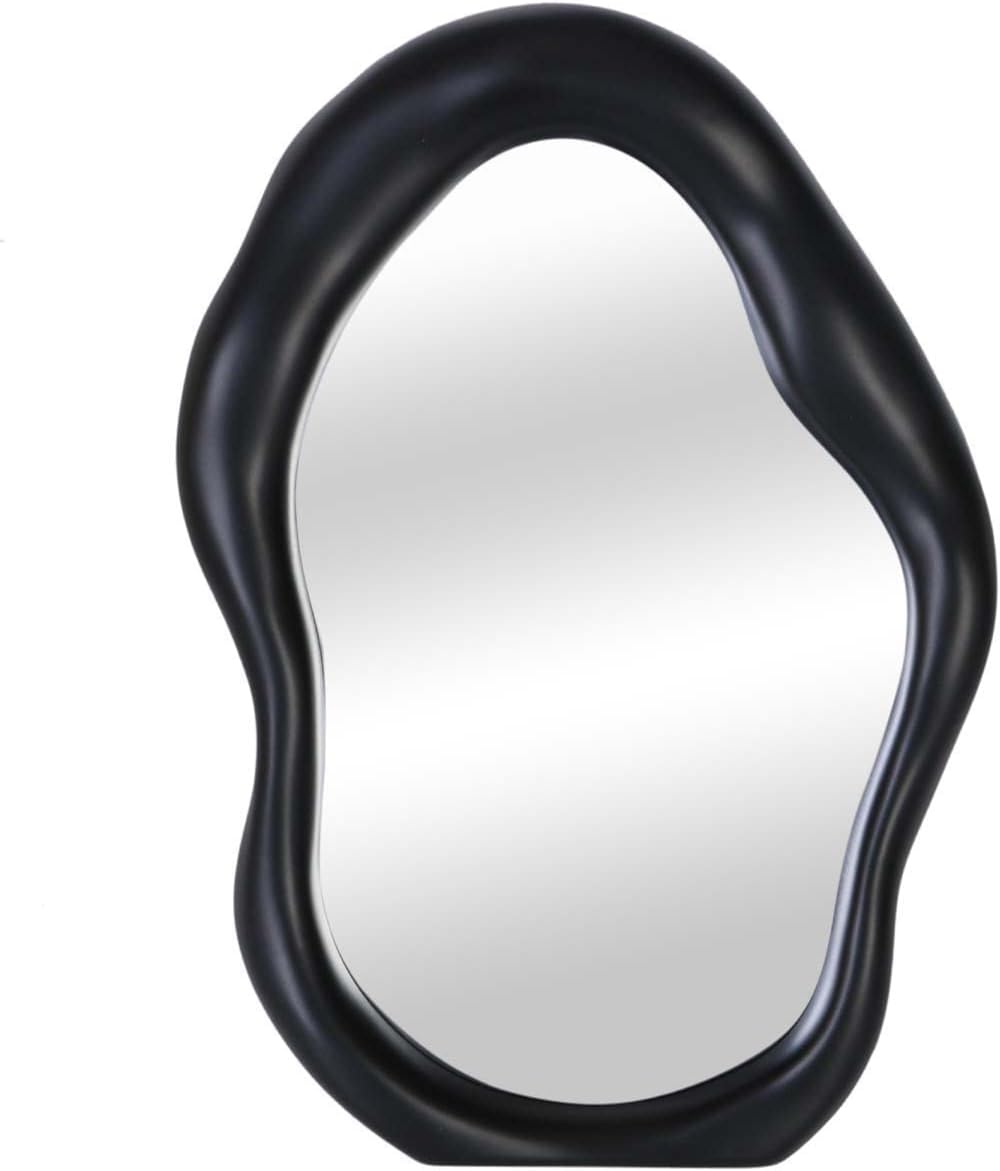 Simmer StonePolymorph Pattern Irregular Makeup Mirror Tabletop Vanity Mirror Cosmetic Desktop Mirror Hanging Wall Mirrors Desk Countertop Dressing for Home Bedroom Decorative Black