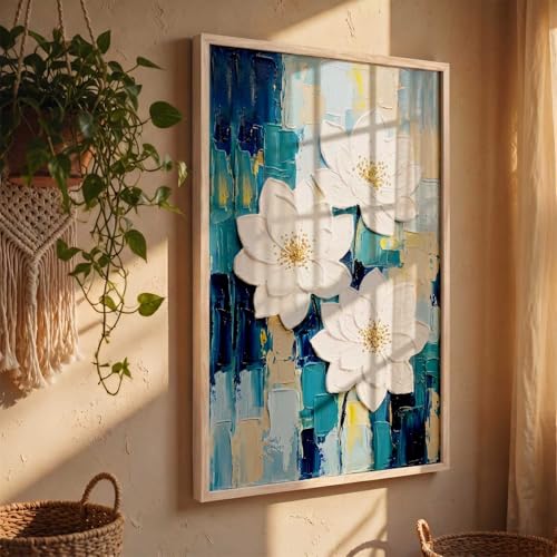 Image of kotart Aesthetic flower Art Home Decoration Painting | Floral Paintings With Frame For Living Room Bed Room Hotel Wall Decor Digital Reprint (14X20 inch)