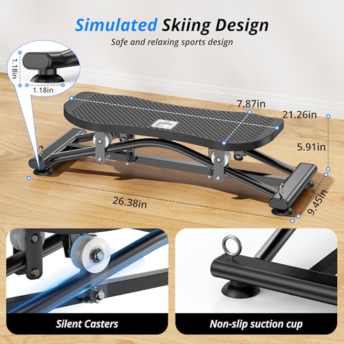 Image of RYGEO Balance Board with Resistance Bands, Versatile Rocking Stepper, Wobble Board Featuring LCD Monitor, 330 lbs High-Capacity Ski Twister Trainer for Full Body Exercise at Home