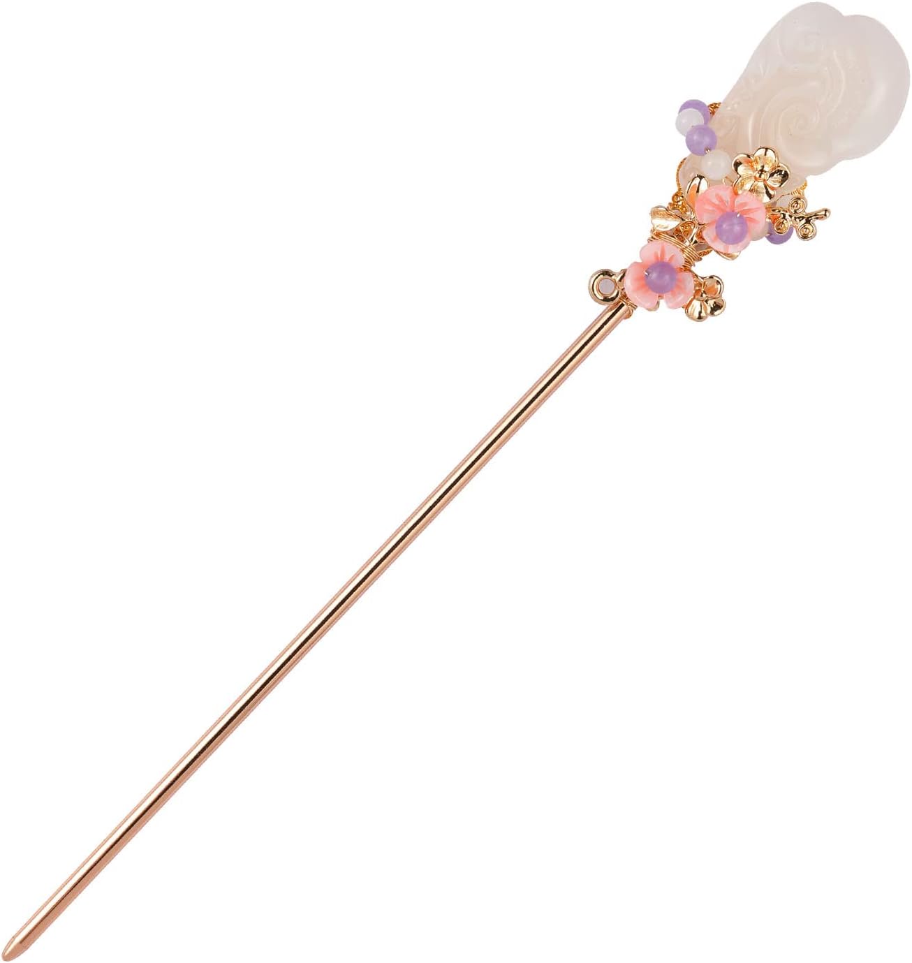 CHOISBEING Handmade Hair Pins Vintage Hair Stick for Buns Chinese Jade Metal Retro Hair Chopsticks for Women Girl (Transparent)