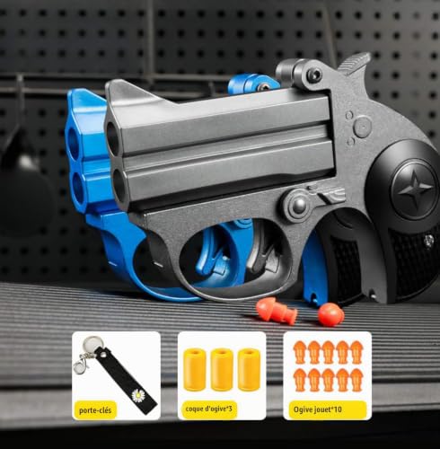 Mini Pistolet Jouet à Balle Souple,Alliage Jouet Anti Stress +10 Balles Et Porte-CléS EDC Jouet DéMarrable Plusieurs FaçOns De Jouer, Facile à Transporter，Silver – vue 7