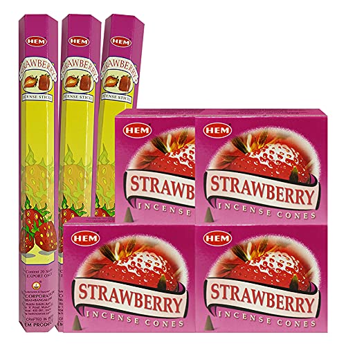 Strawberry Incense Sticks and Cone Incense Holder Variety Pack Bundle insence insense insienso