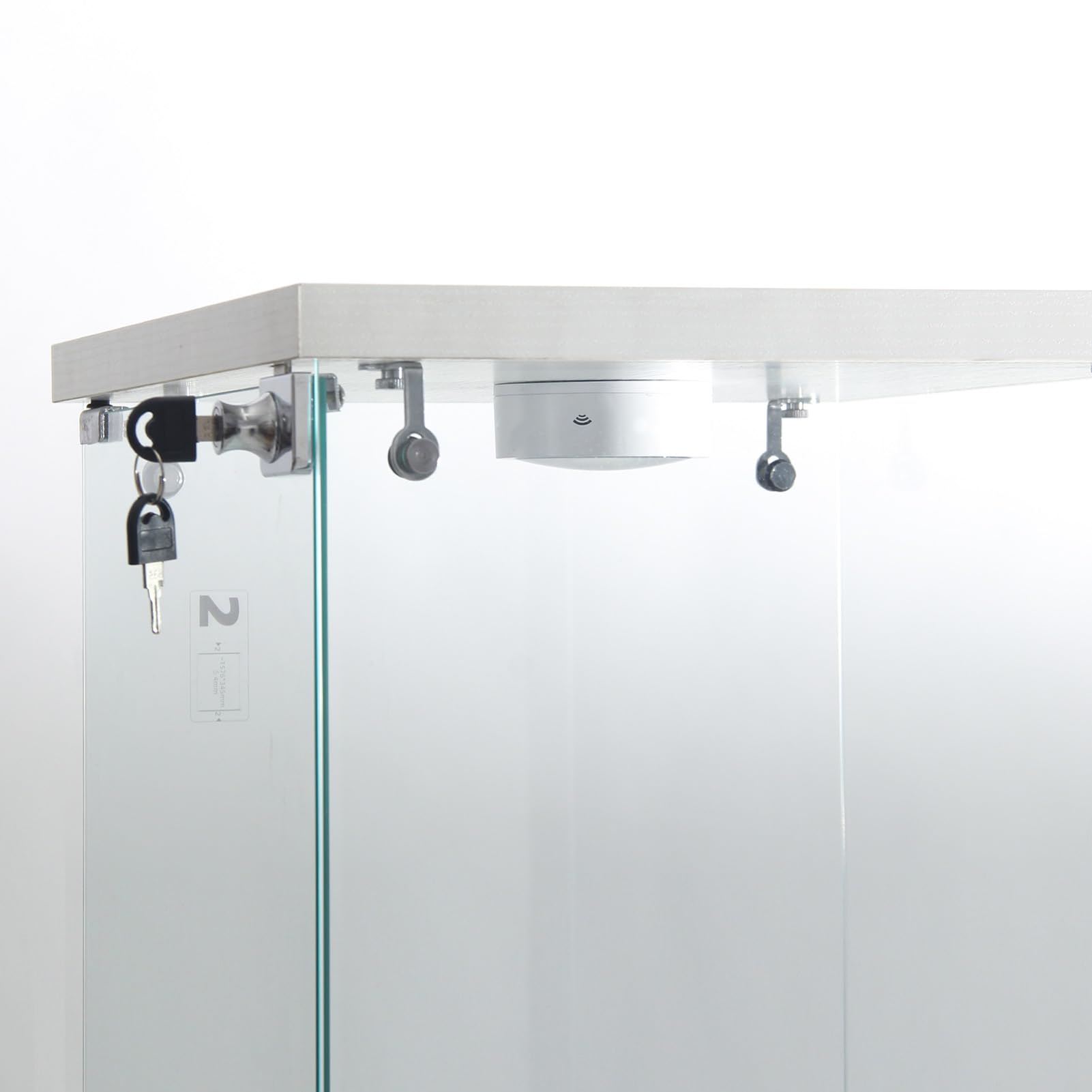 BRILVERDE Vitrina de cristal de pie, con LED, 3 pisos, con puertas y cerradura, para coleccionistas, libros, vino, oficina, salón (blanco, 125 x 42 x 36 cm)