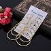 Produktbild ECMQS 6 Paare/Satz Vintage Baumeln Großen Kreis Hoop Ohrringe Frauen Steampunk Ohr Clip (Gold)