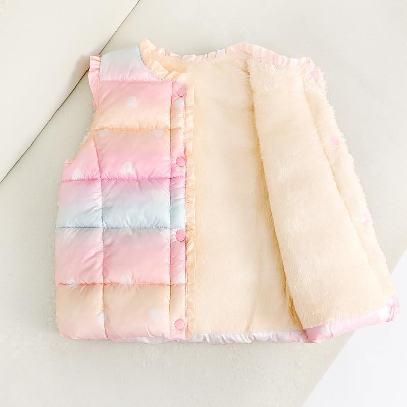 Kids Girls Puffer Vest Winter Lightweight Waistcoat Sleeveless Snap Button Jacket Gradient Pink 6 Years2
