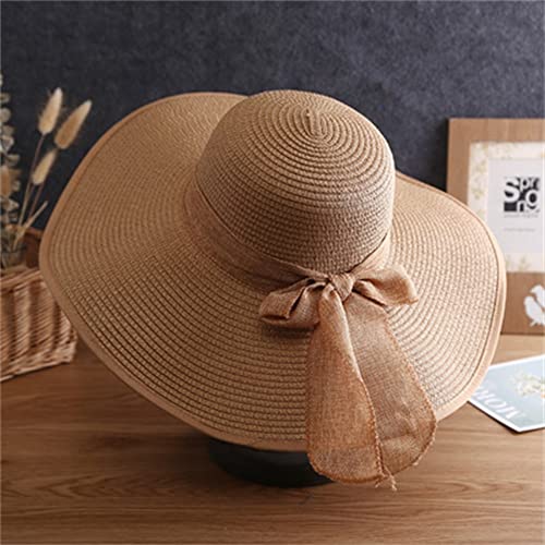 TLMDXTEU Pamelas Sombrero de Paja de Playa de Verano for Mujer(marrón)