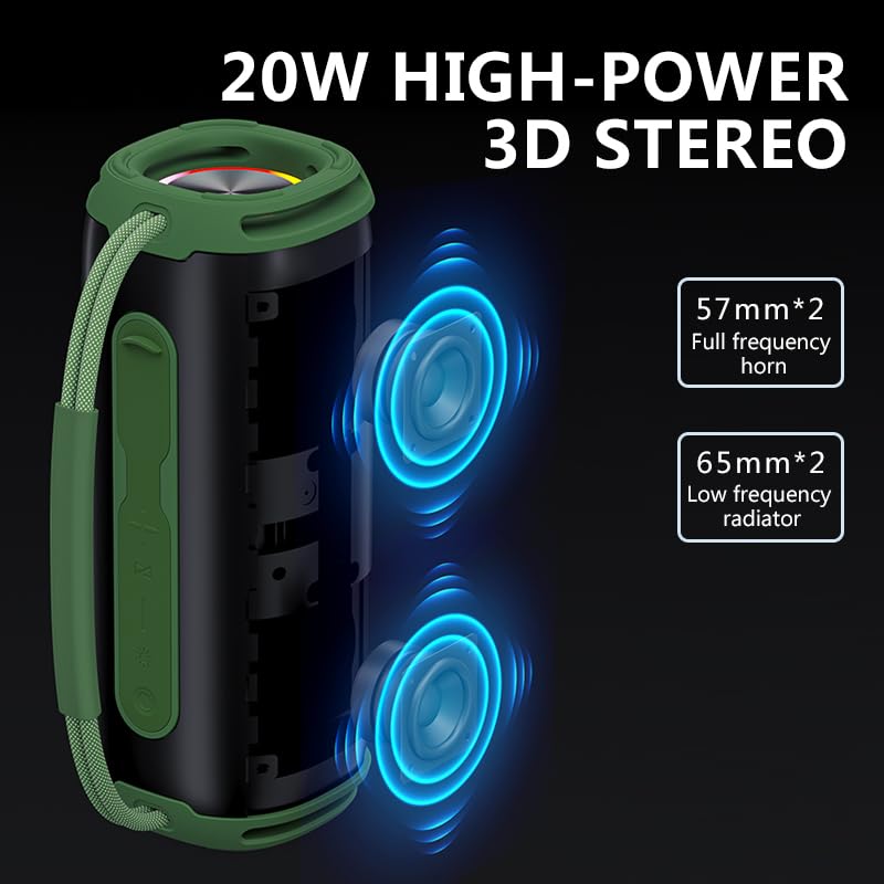 JIAYAOKJXX Portable Bluetooth Speaker, Waterproof Wireless Speaker with RGB Colorful Lights, 20W Loud Stereo Sound & Deep Bass, TWS Pairing, for Outdoor, Party, Beach, Camping, Home — Camouflage - image 7