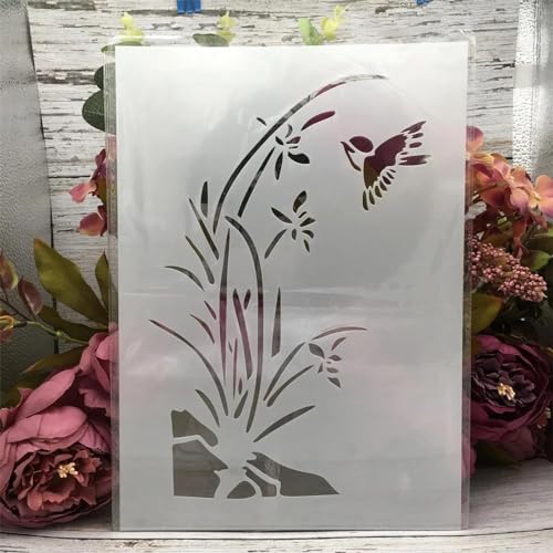Plantillas reutilizables, 11.42 x 8.27 pulgadas, plantillas de dibujo de pájaros pequeños para manualidades, pared, lienzo, muebles, álbumes de recortes, decoración del hogar