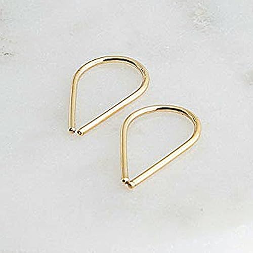Miniatura 7 de 12mm 20 GA 14K Gold Filled Small Upside Down Pull Through Cartilage Huggie Hoop Earring Lightweight Tiny Cuff Earrings for Women (12mm  14K Gold