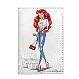 Stylish Girl with red hair passport holder eco leather cover for documents gift idea for woman elegant stylish fashion travel accessories handmade
