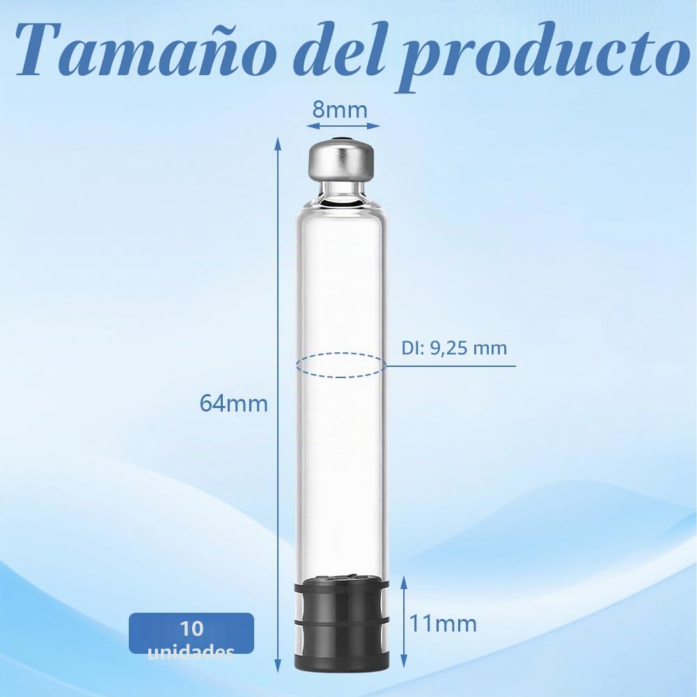10 cartuchos vacíos de 3 ml – Botella de cartucho de recarga transparente con conector de 11 mm de largo, esterilizados y envasados individualmente, cartuchos de recarga compatibles con