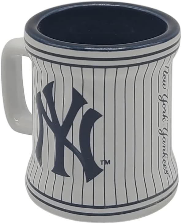 Boelter Brands Licensed MLB Sculpted 2oz SHOT GLASS Mini Mug (New York Yankees Pinstripe) - Image 4