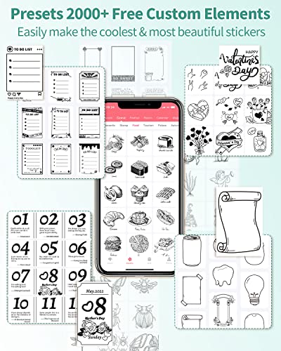 Memoking Sticker Printer Machine - 2" Mini Photo Printer - Thermal Mini Printer For Pad&Phone, M02 Inkless Bluetooth Printer Wireless - Hd Sticker Maker Machine Printer For Diy,Memo,List,Photo Album #TOP4