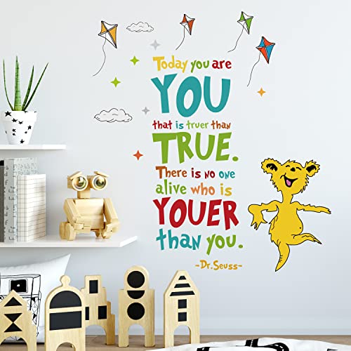 Buiory Removable Colorful Dr. Seuss Inspirational Quotes Wall Decal Learning Education Saying Wall Stickers Motivational Lettering Wall Art Decor For Kids Teens Bedroom Study Room Nursery Classroom (Today You Are) #TOP5
