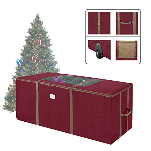 Elf Stor 83-DT5172 Premium Red Rolling Duffle Style Christmas Storage Bag-Holds Trees up to 12 Feet, Foot
