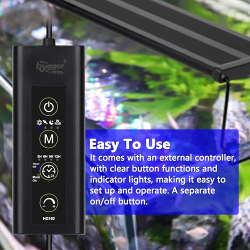 Image of hygger New Mode 24 /7 Timer LED Aquarium Light, Auto On Off Full Spectrum Fish Tank Light Fish Colorful /Sun /Nightlight /Wrgb Cycle Mode for Freshwater Plants Tank (for 50in~57in Long Tank)