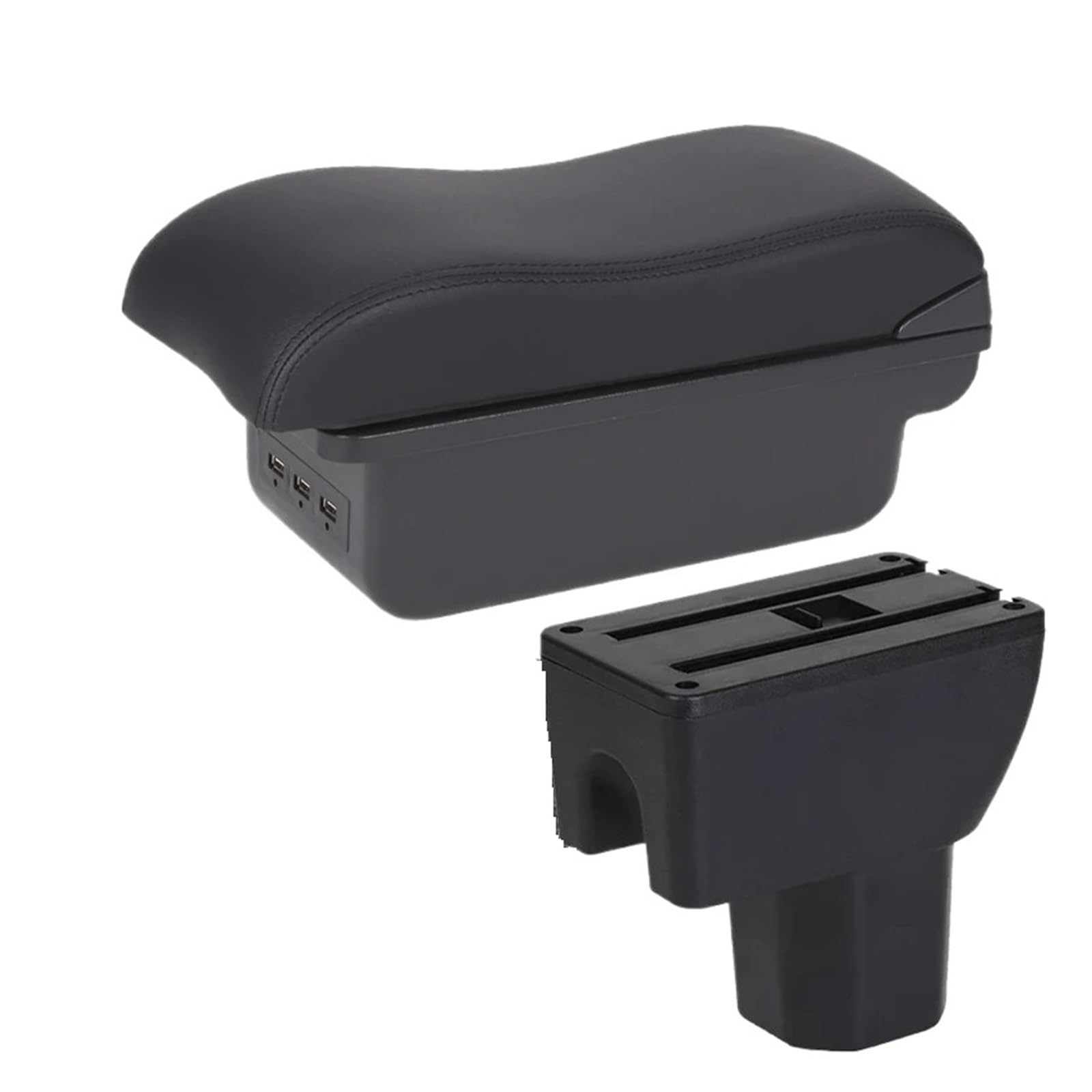 Umdjju B2 Black Line 3Usb For Suzuki For Splash Car Armrest Auto Storage Box Arm Bracing Heighten Interior Details Retrofit Part Car Centre Console Armrest Box(B2 Black Line 3Usb)