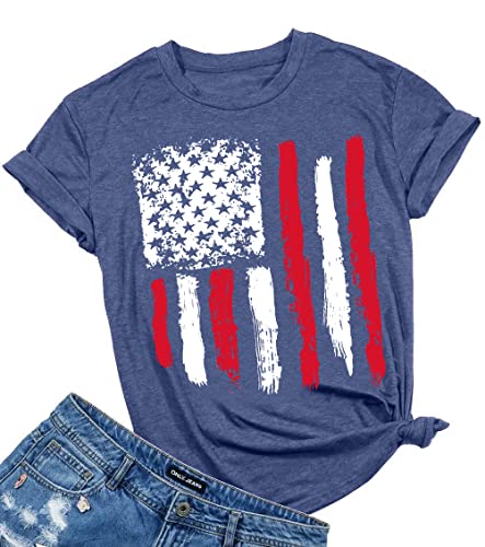 Patriotic Shirts for Women American Flag Shirt 4th of July Tshirt Graphic Tees Casual Short Sleeve Tee Top