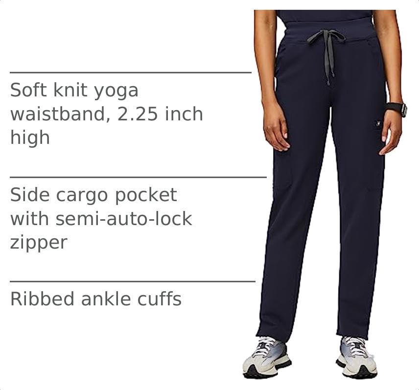 Image of FIGS YOLA High Waisted Skinny Scrub Pants for Women - 11 Pockets, 4-Way Stretch, Yoga Waistband