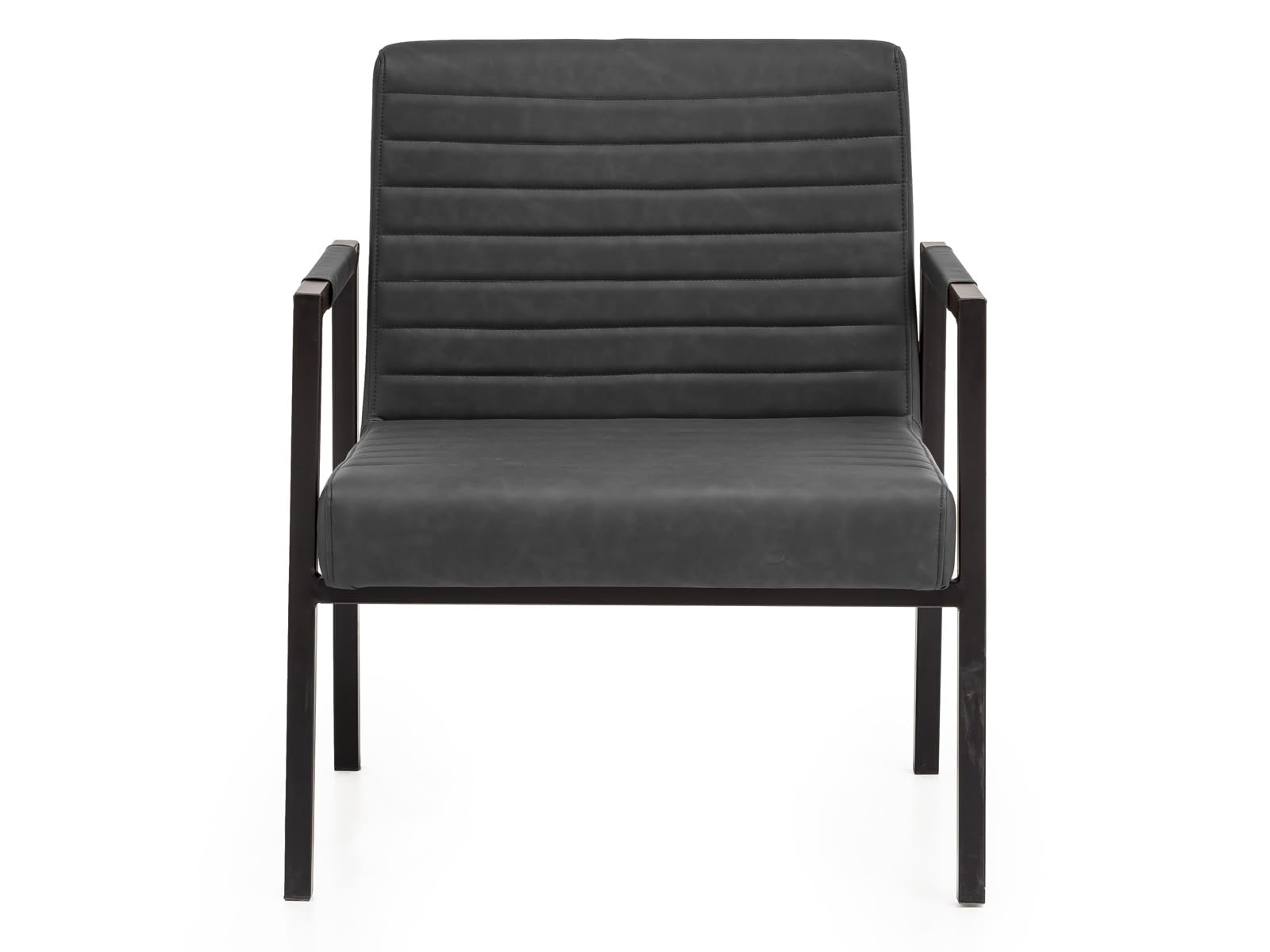 Woodkings XXL Esszimmer Stuhl Wellington mit Armlehne Kunstleder, Schwerlaststuhl belastbar bis 250kg modern, Designstuhl, Metallgestell schwarz (Grau)