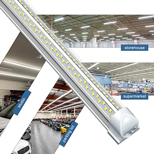 8ft LED Shop Light Fixture - 100W 15000LM 5000K 12 Pack, 8 Foot V Shape LED Strip Lights, 96" T8 LED Tube Light for Garage, Linkable with Plug