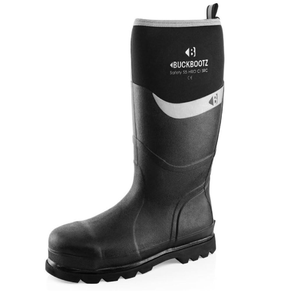 Tool MonkeyBuckbootz BBZ6000 S5 Safety Wellington Boots | Steel Toe | Neoprene/Rubber | Cold Insulated | Breathable Lining | SRC Slip Resistant | Waterproof Work Wellies | S5 Rated