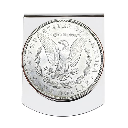 US 1921 Morgan Dollar 90% Silver Coin Stainless Steel Wide Design Large Money Clip NEW - American Bold Eagle