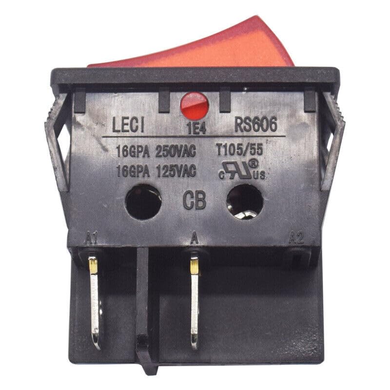 1PC LECI RS606 Rocker Switch 16A250V T105/55 2position 4pin Red with Lamp