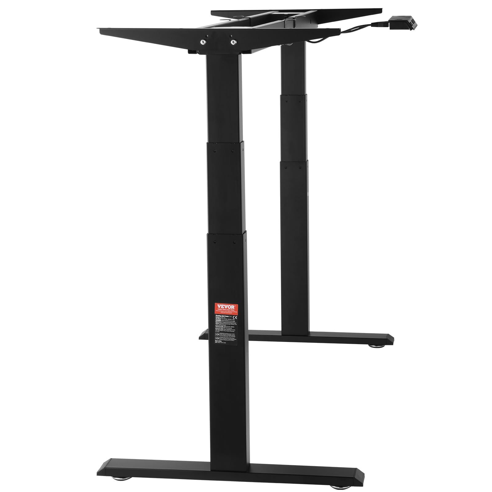 VEVOR Marco de Escritorio de Pie con Motor Dual Altura Ajustable 65-129 cm Patas Eléctricas para Escritorio Longitud de 110-178 cm Base de Estación de Trabajo para Hogar, Oficina, Solo Marco, Negro