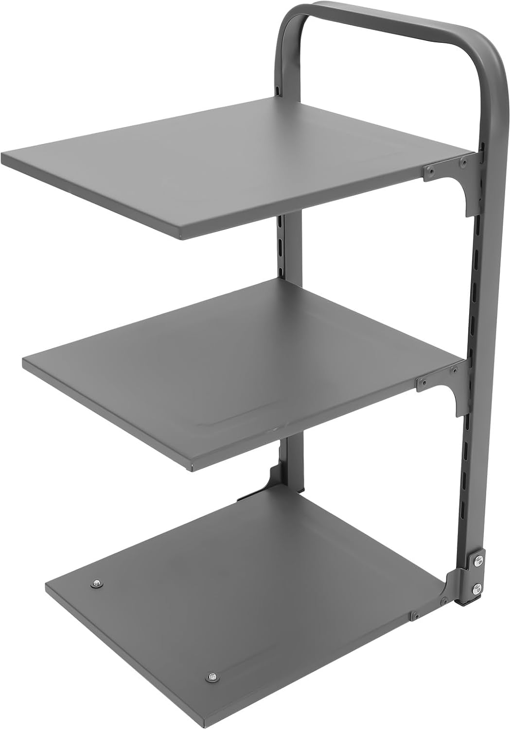 Foldable Kitchen Pan Organizer Rack 3-tier Carbon Steel Pot Rack for Cabinet Storage Gray Multi-function Cookware Organizer under Sink and Countertop Use